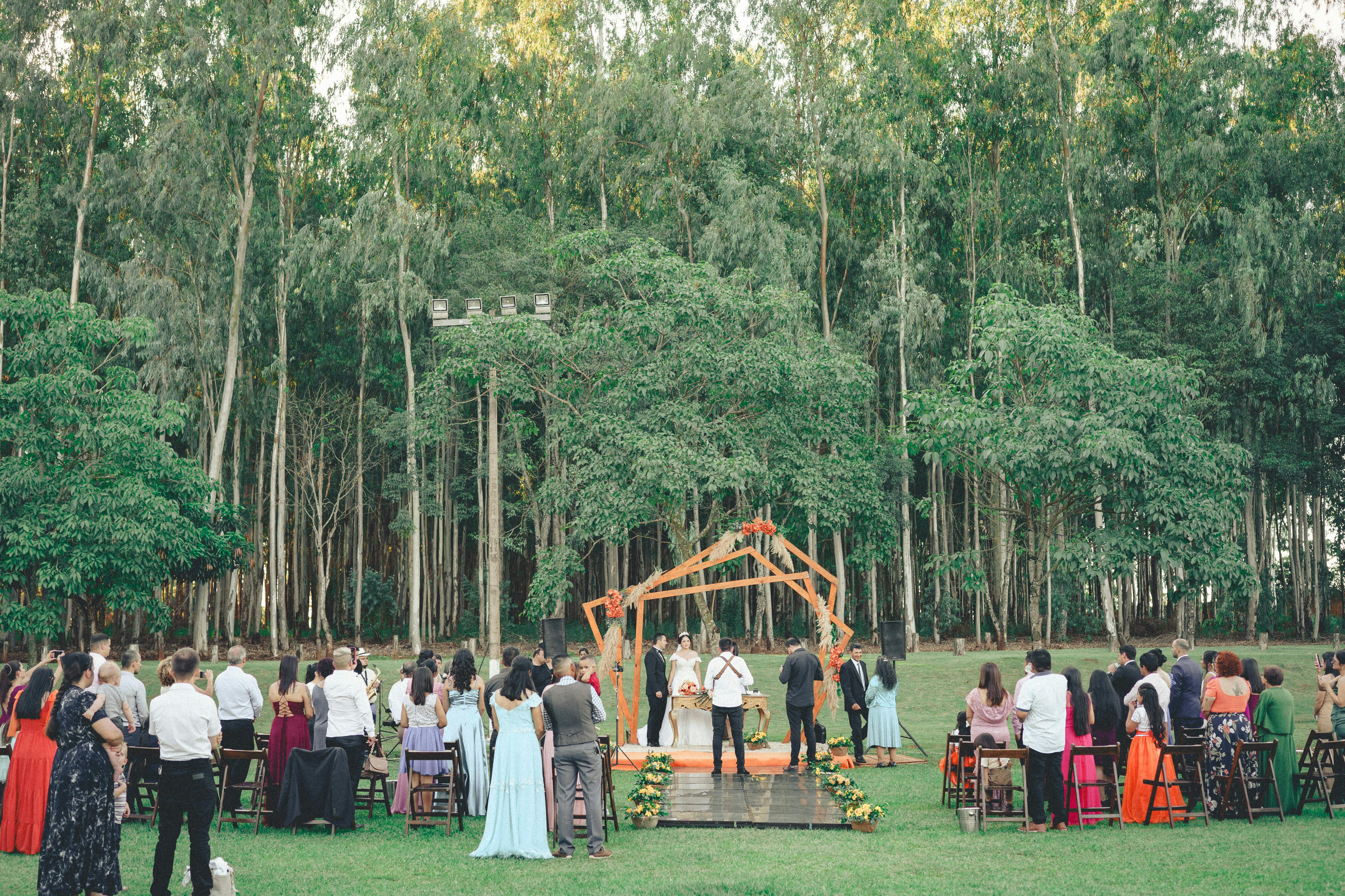 Emotional couple at wedding ceremony in christian catholic church